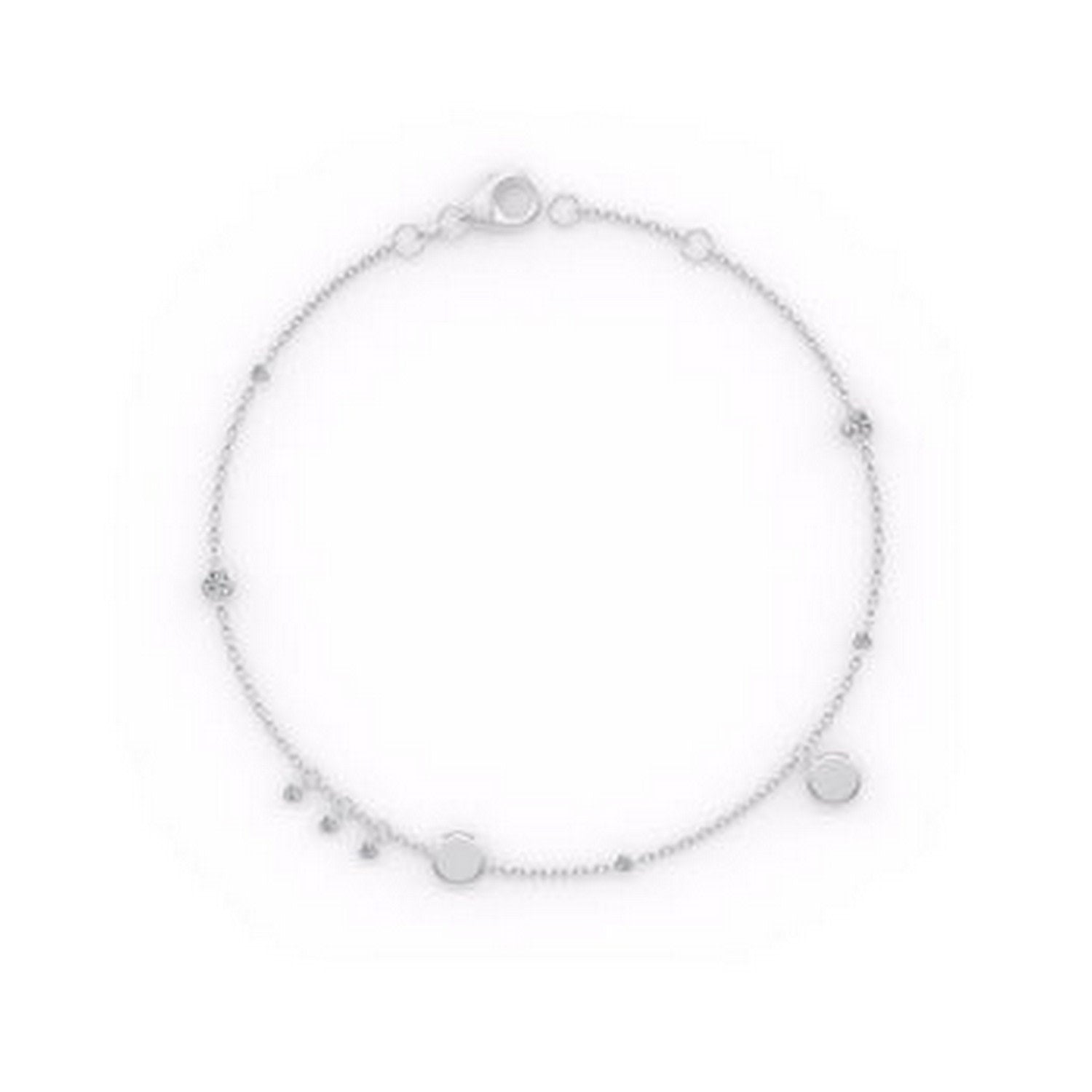 Diamond Bracelet In White Gold Charm Disc On Chain