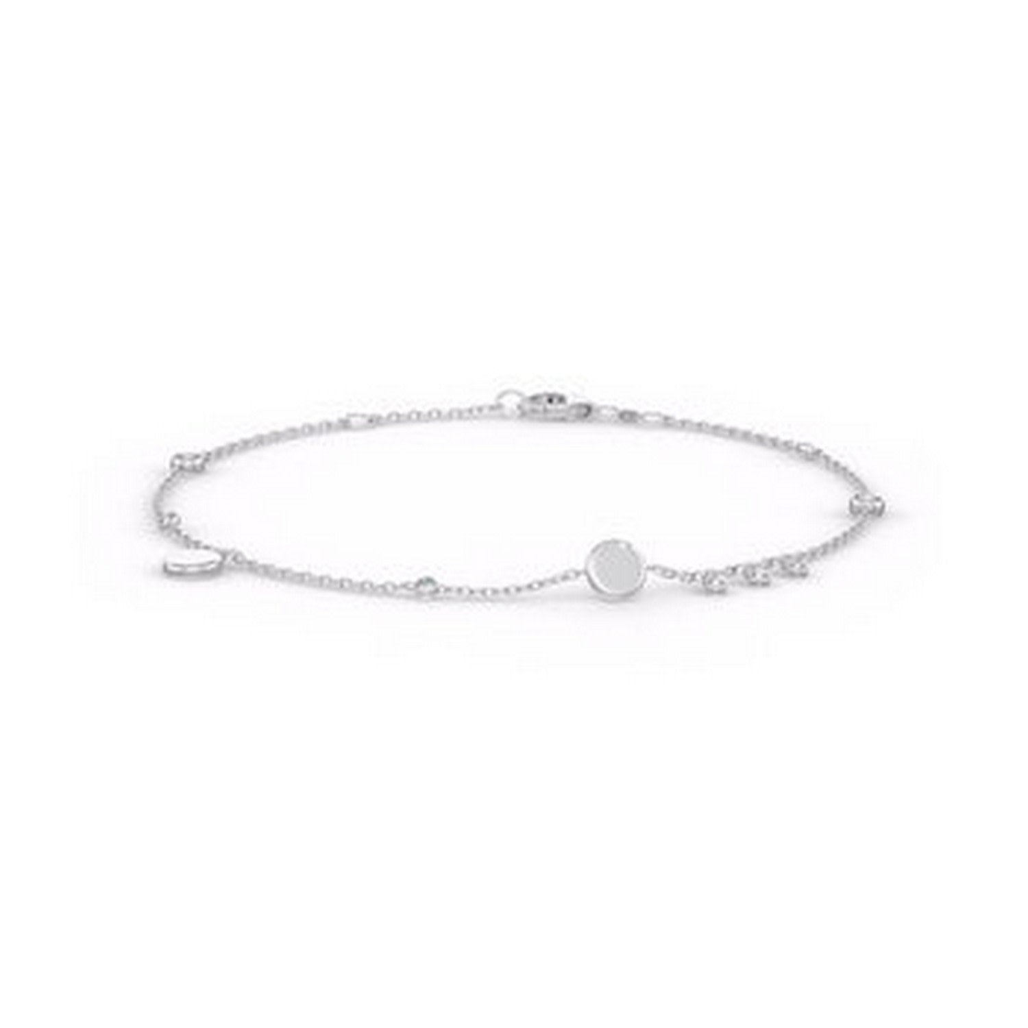 Diamond Bracelet In White Gold Charm Disc On Chain