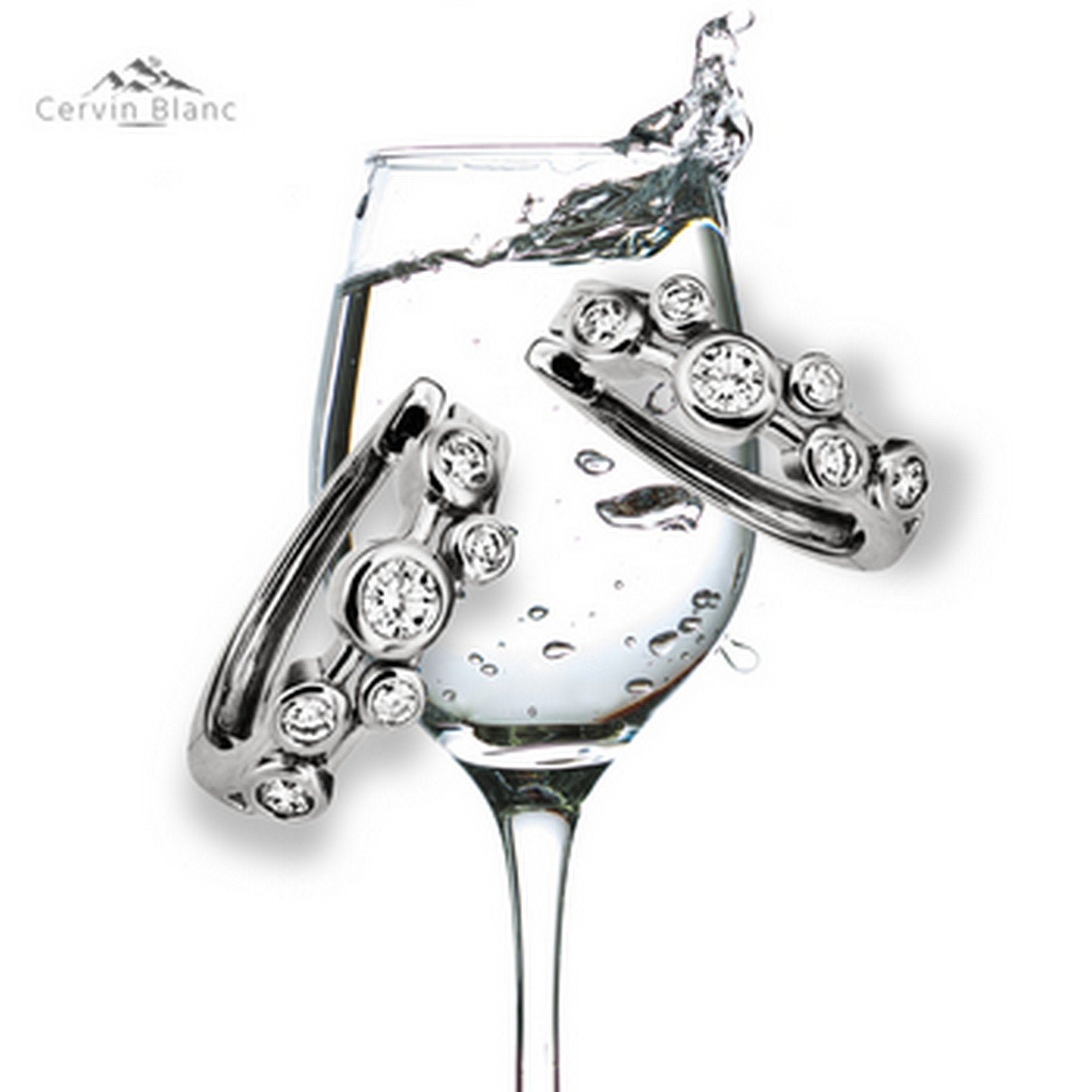 Diamond Bubble Hoop Earrings White Gold