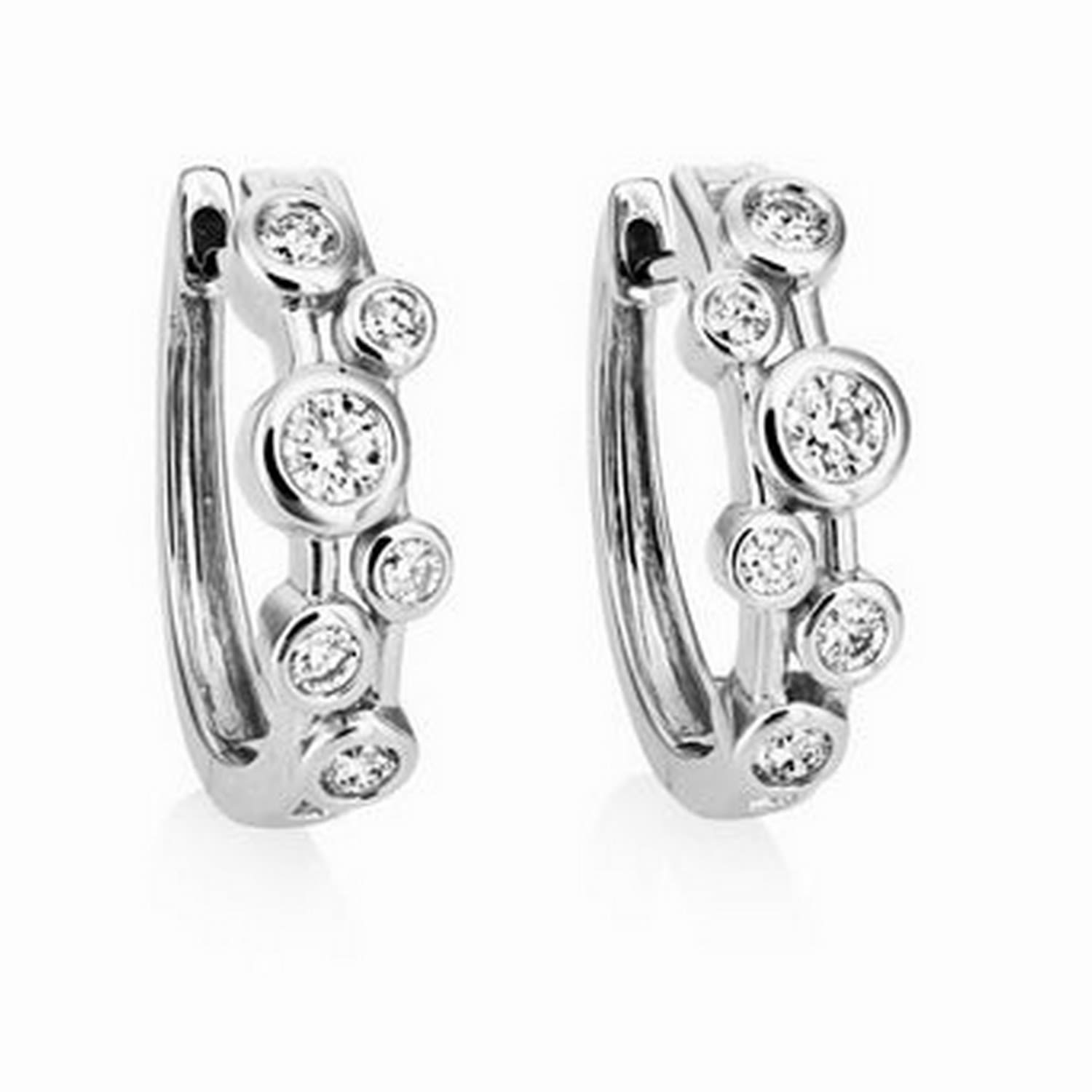 Diamond Bubble Hoop Earrings White Gold