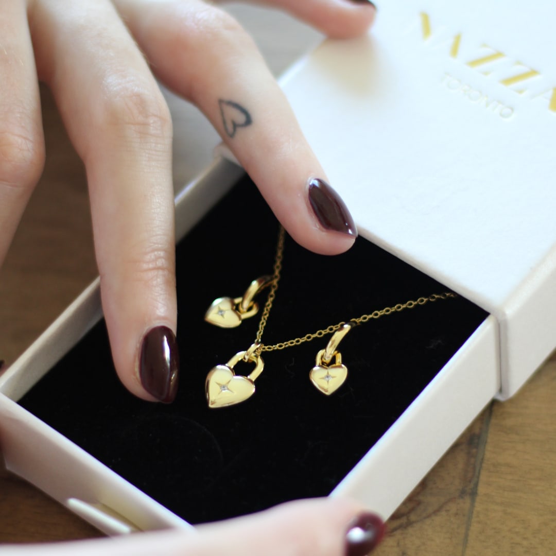 Starburst Heart Necklace And Earrings Set