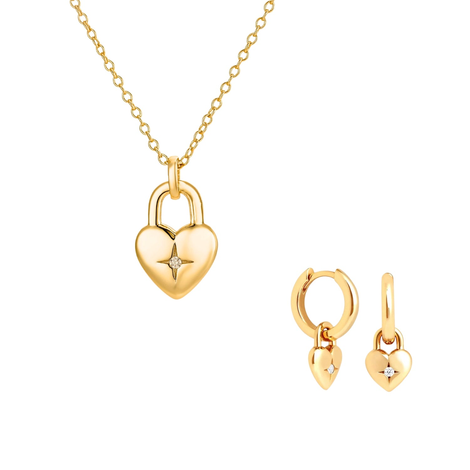Starburst Heart Necklace And Earrings Set