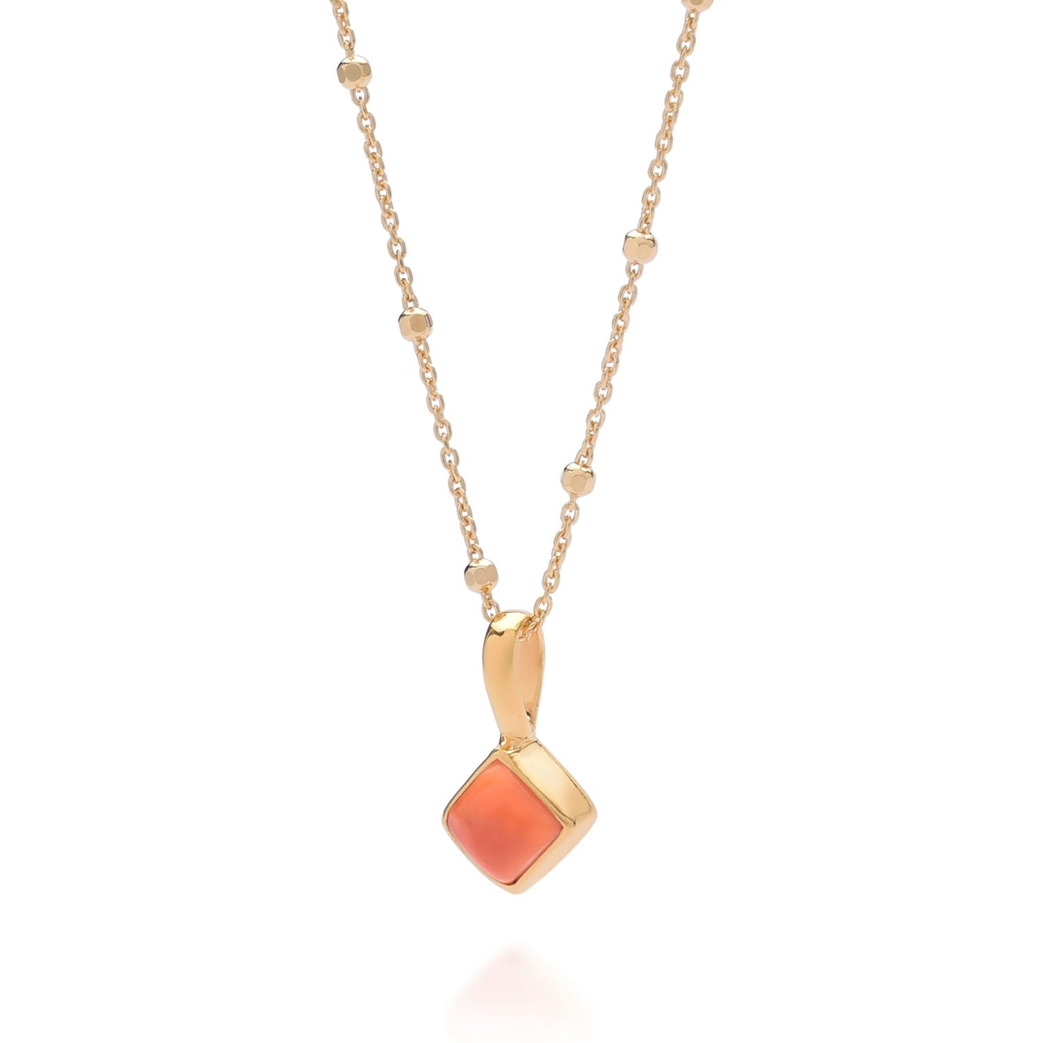 Diamond Carnelian Necklace Birthstone July Gold Plated Sterling Silver