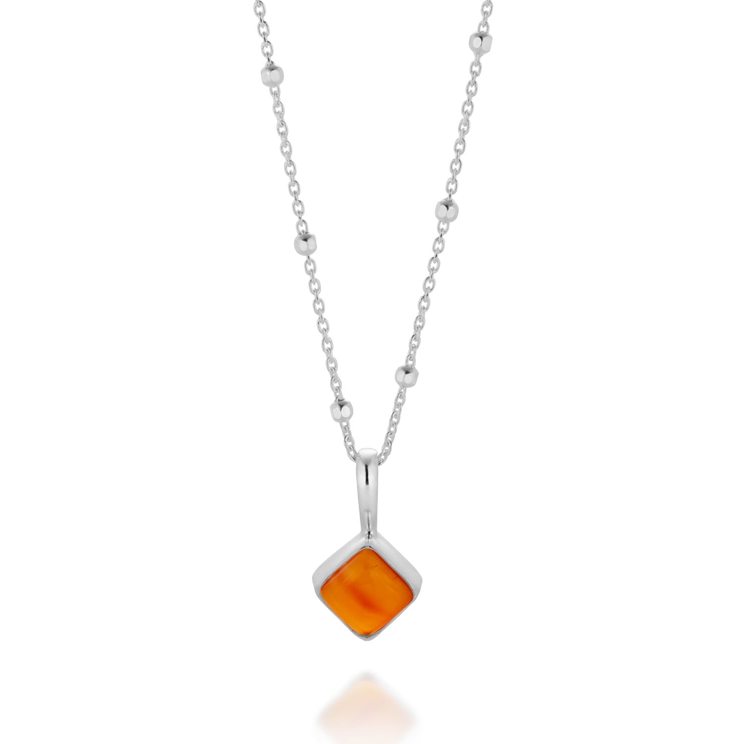 Diamond Carnelian Necklace Birthstone July Sterling Silver