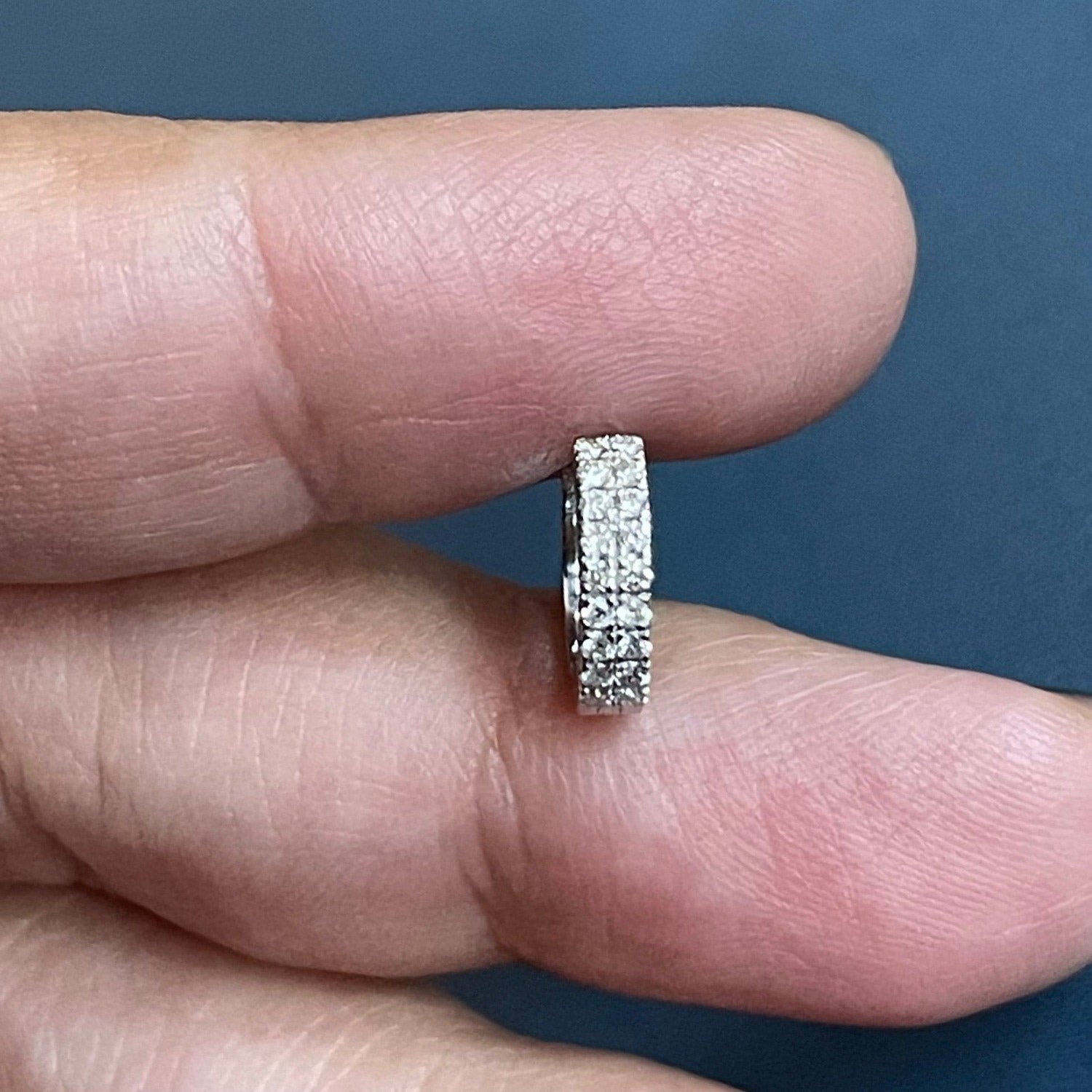 Diamond Cartilage Hoop Earring In White Gold Piercing Double Row