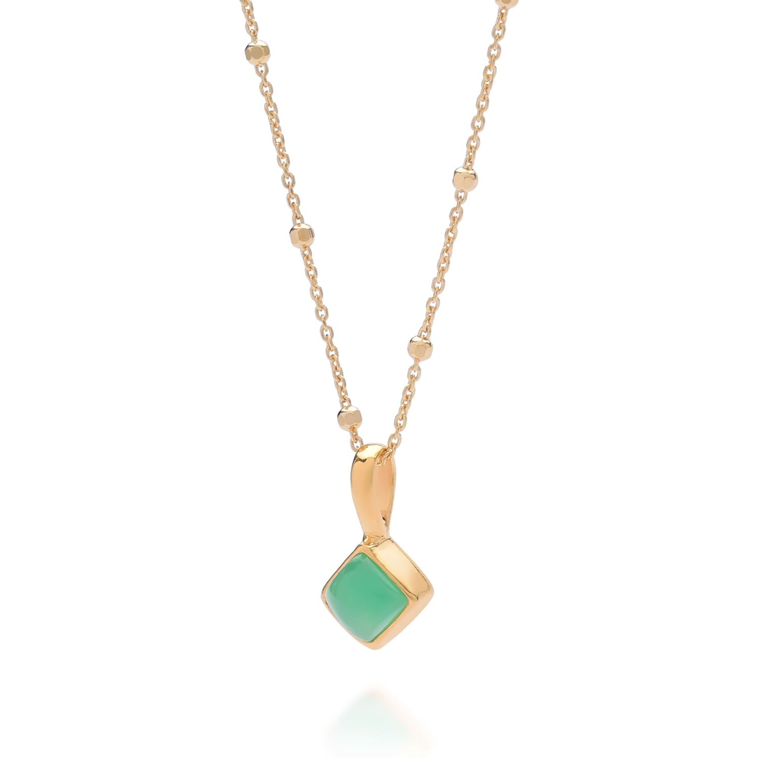 Diamond Chrysoprase Necklace Birthstone May Gold Plated Sterling Silver