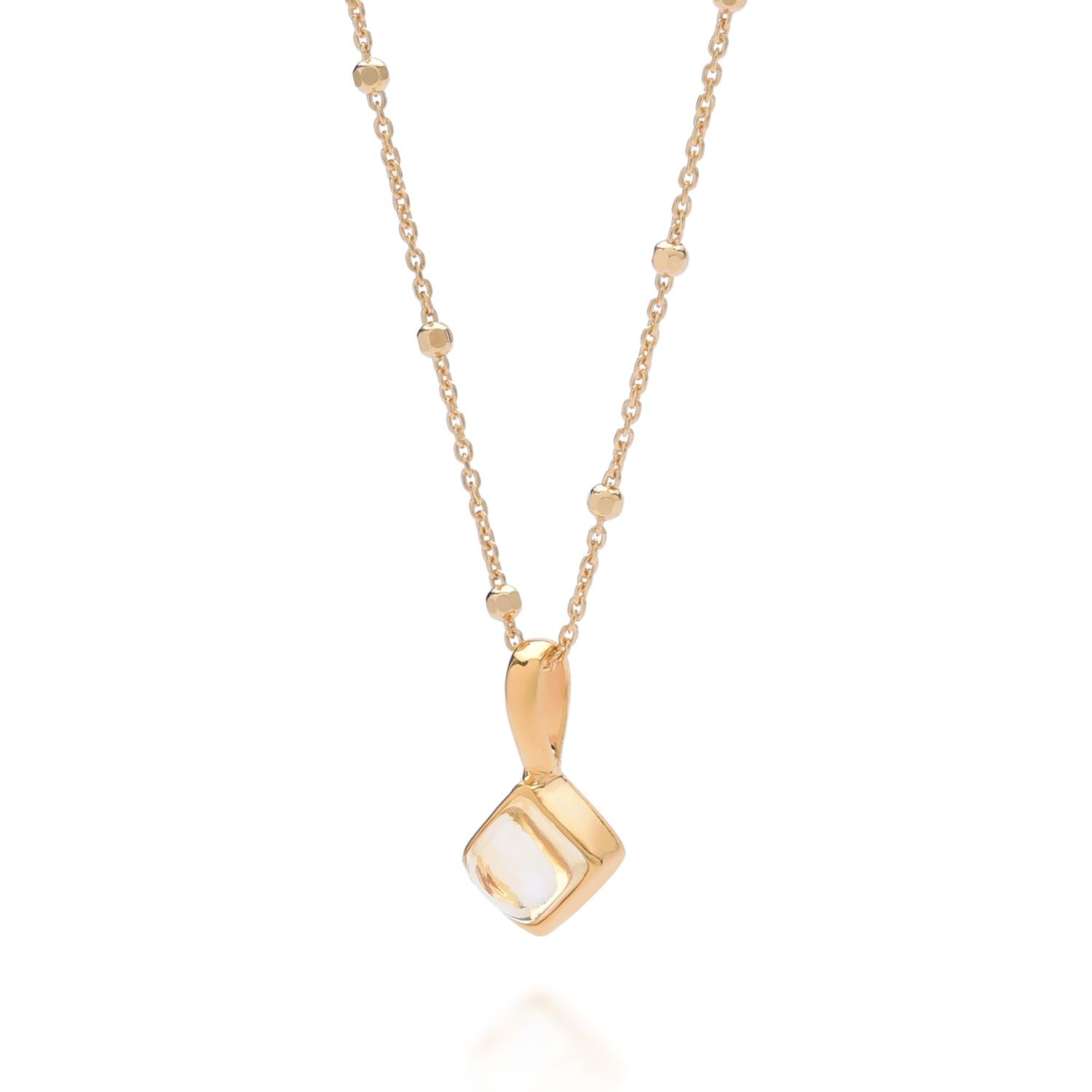 Diamond Citrine Necklace Birthstone November Gold Plated Sterling Silver
