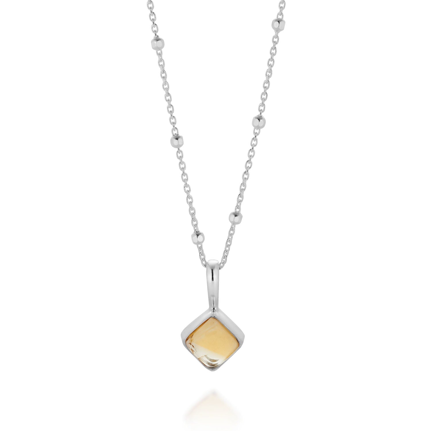 Diamond Citrine Necklace Birthstone November Sterling Silver