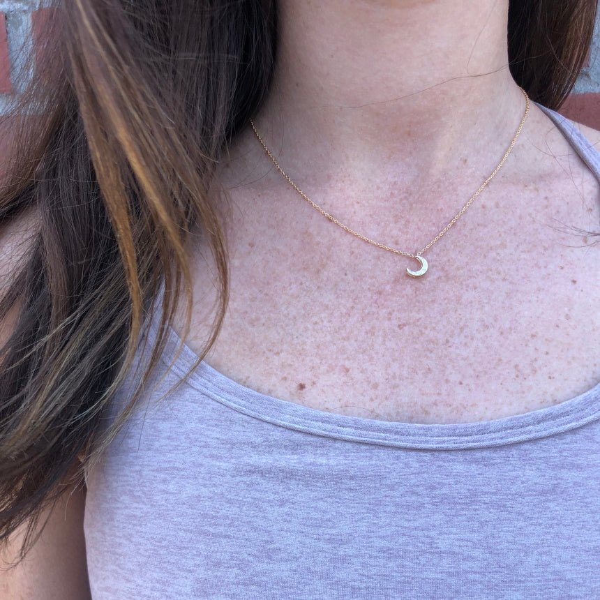 Crescent Moon Necklace Gold With Diamonds