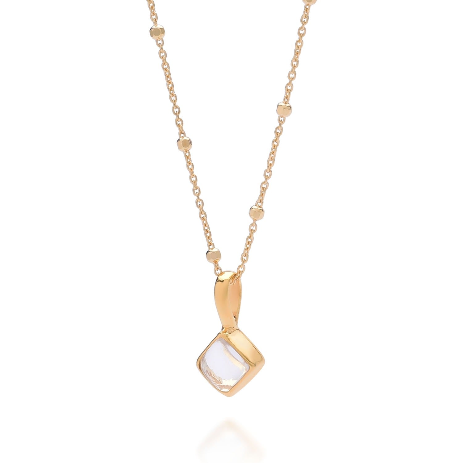 Diamond Crystal Birthstone April Necklace Gold Plated Sterling Silver