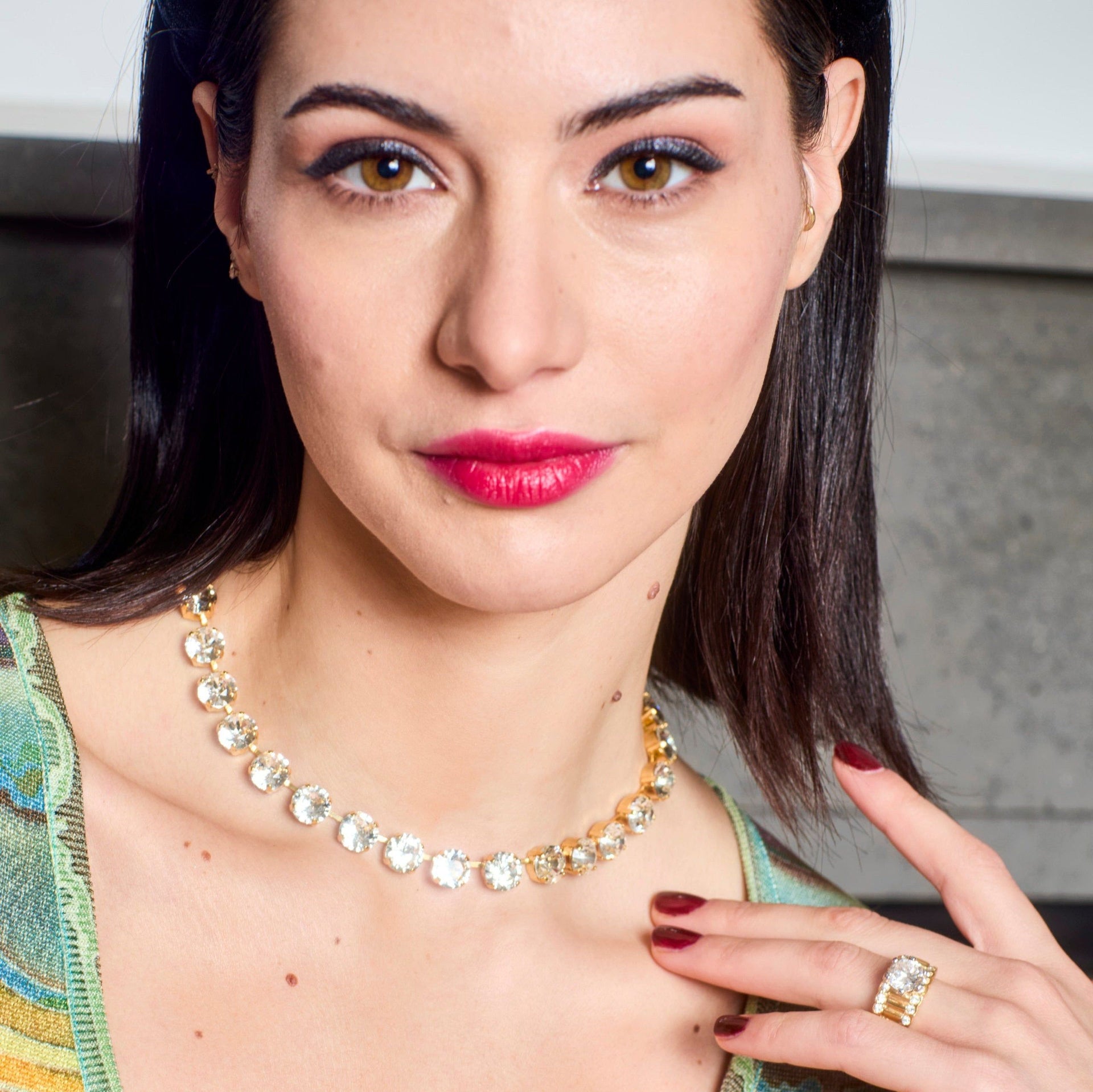 Adjustable Diamond Crystal Riviera Necklace