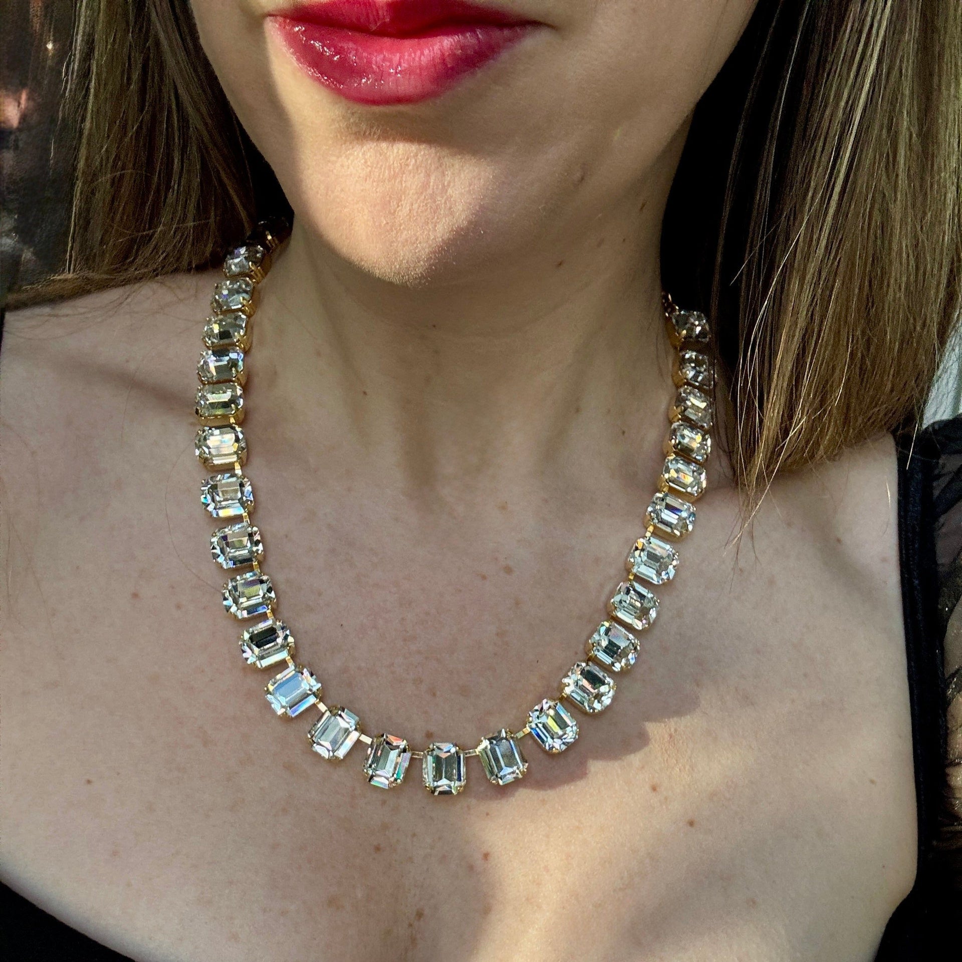 Diamond Crystal Square Cut Necklace