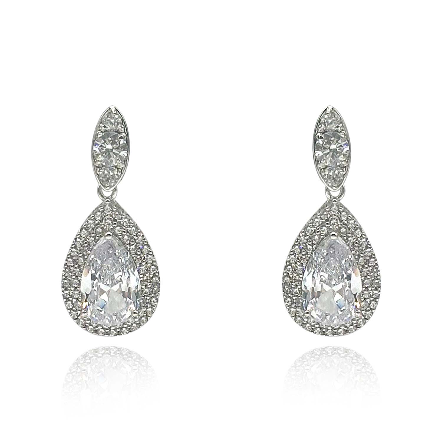 Diamond Cubic Zirconium Pear-Shaped Clip-On Drops