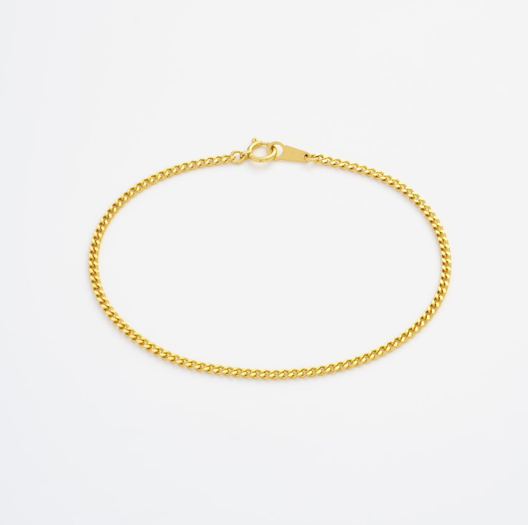 Gold Diamond Cut Curb Chain Bracelet