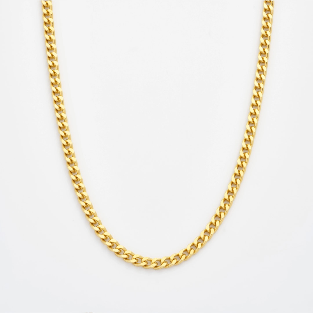 Gold Diamond Cut Curb Chain Necklace