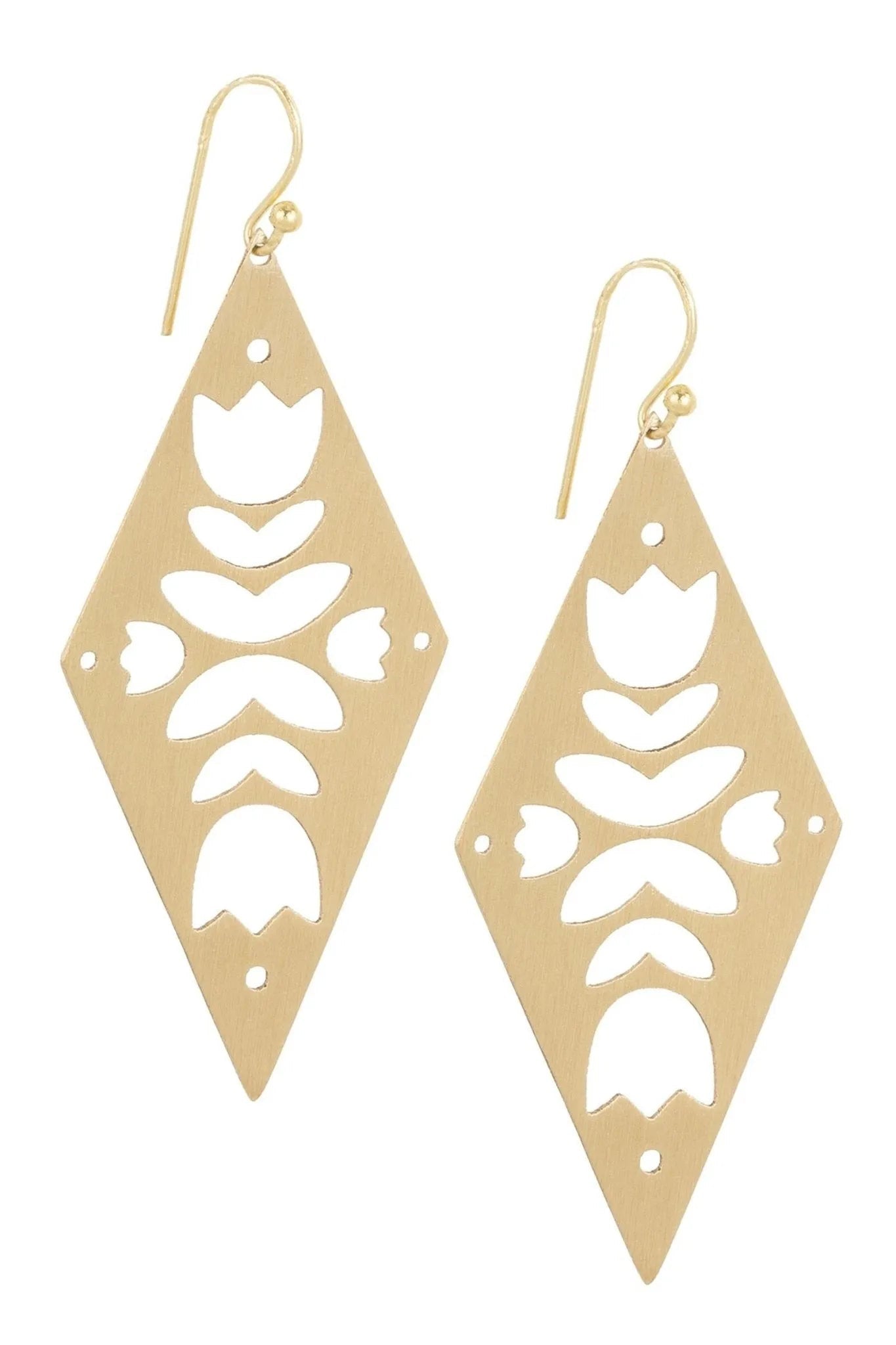 Diamond Drop Open Brass Earrings