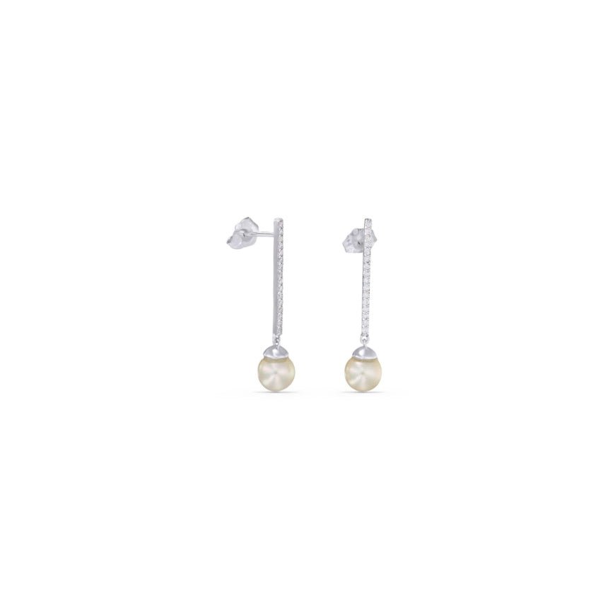Diamond Earring With Pearl Drop