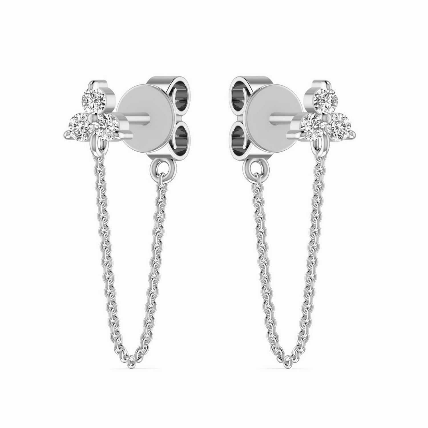 Diamond Earrings In White Gold Trilogy Chain Wrap Around Drop