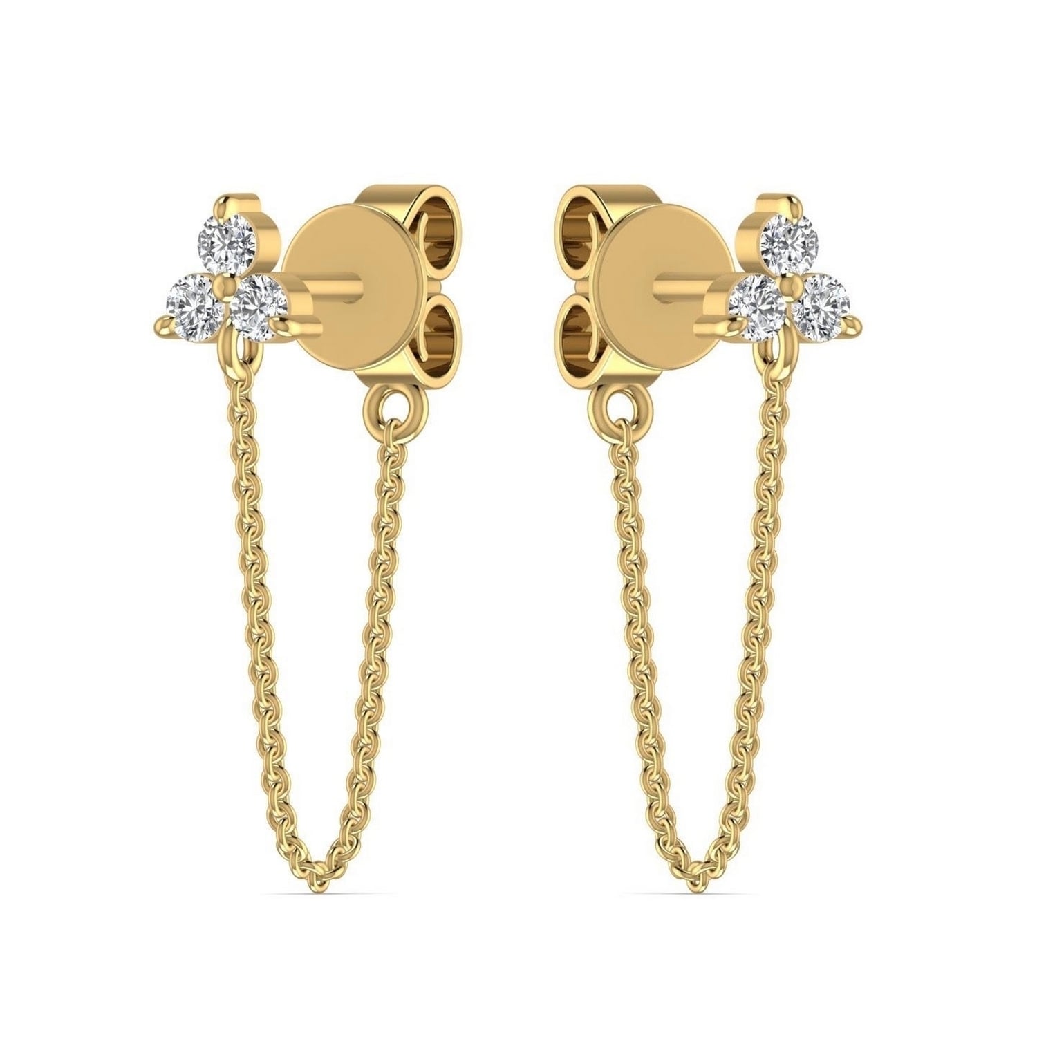 Diamond Earrings In Yellow Gold Trilogy Chain Wrap Around Drop