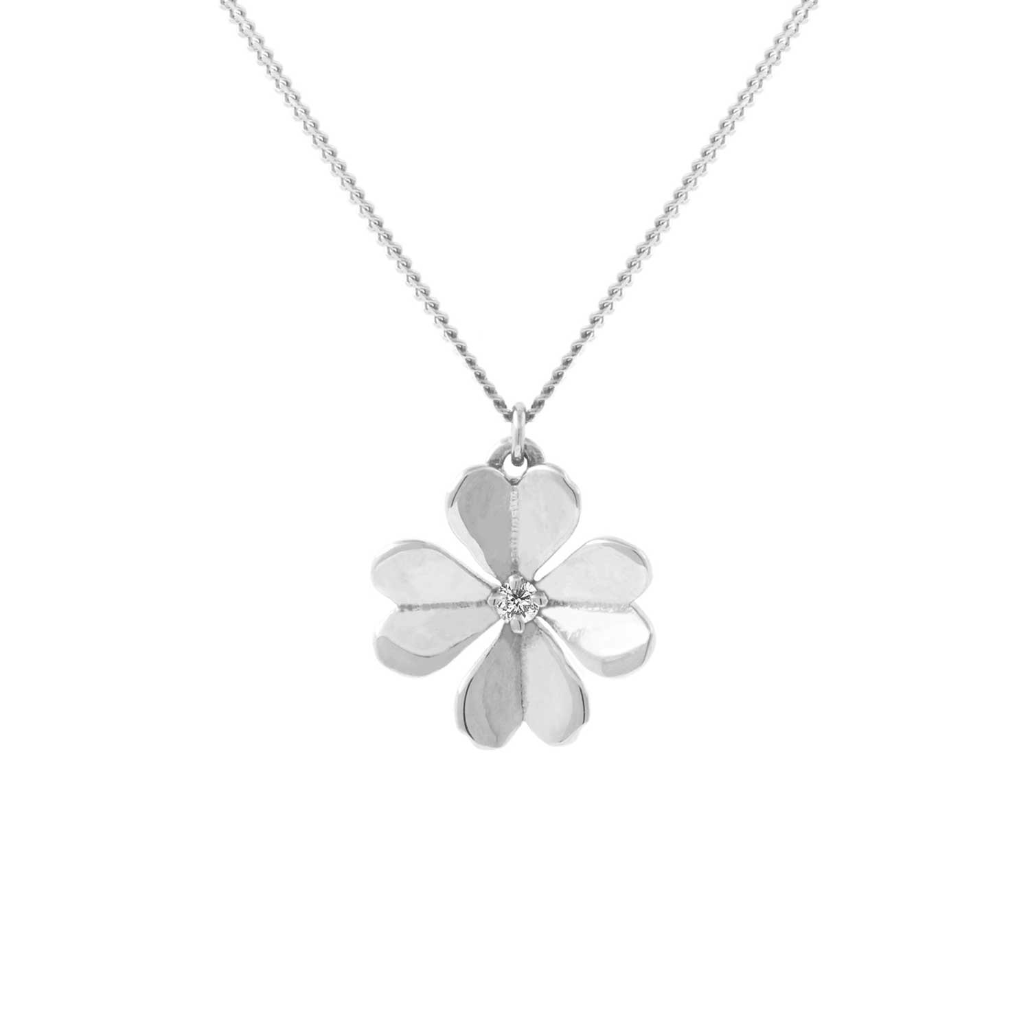 Diamond Lucky Clover Necklace – Silver