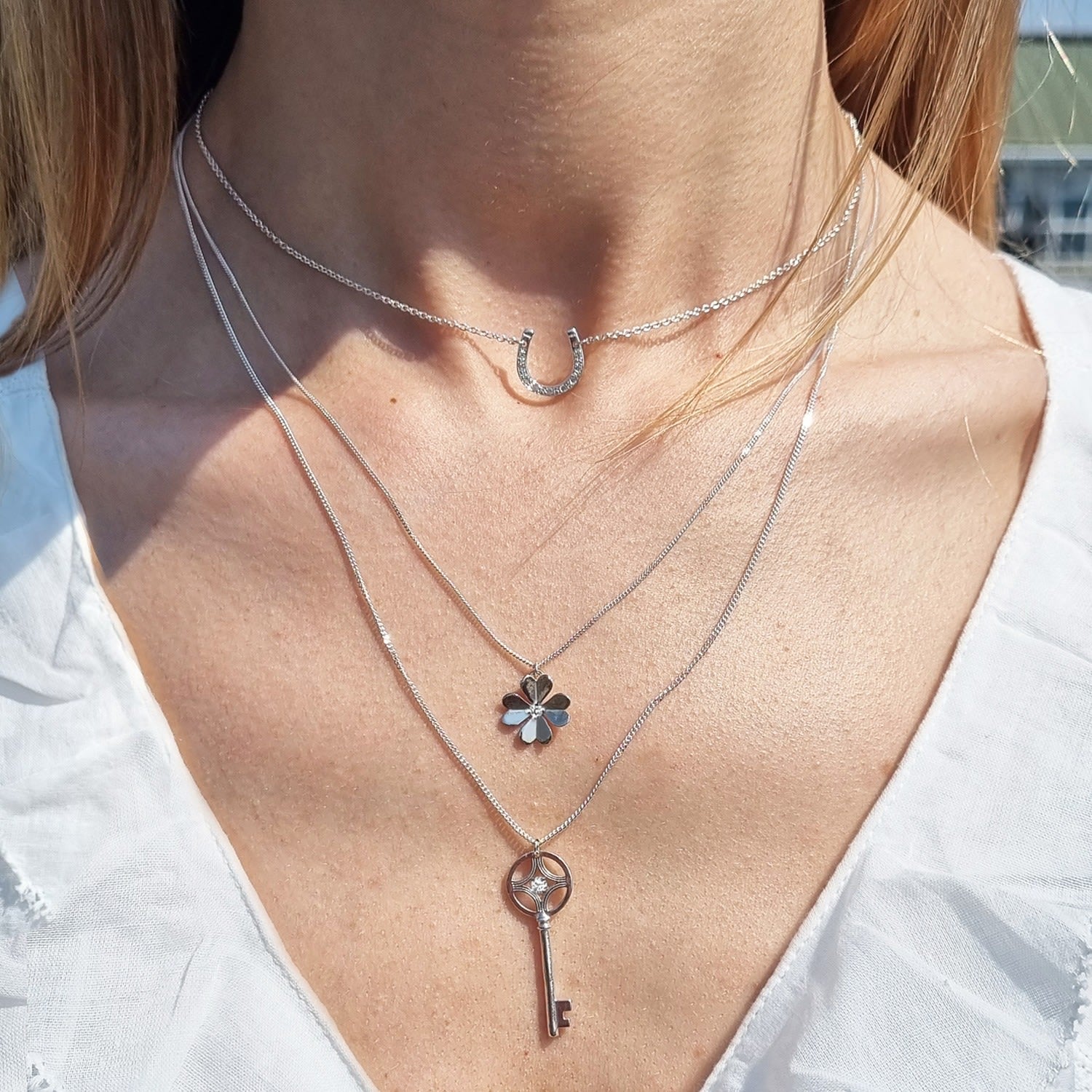 Diamond Lucky Clover Necklace – Silver
