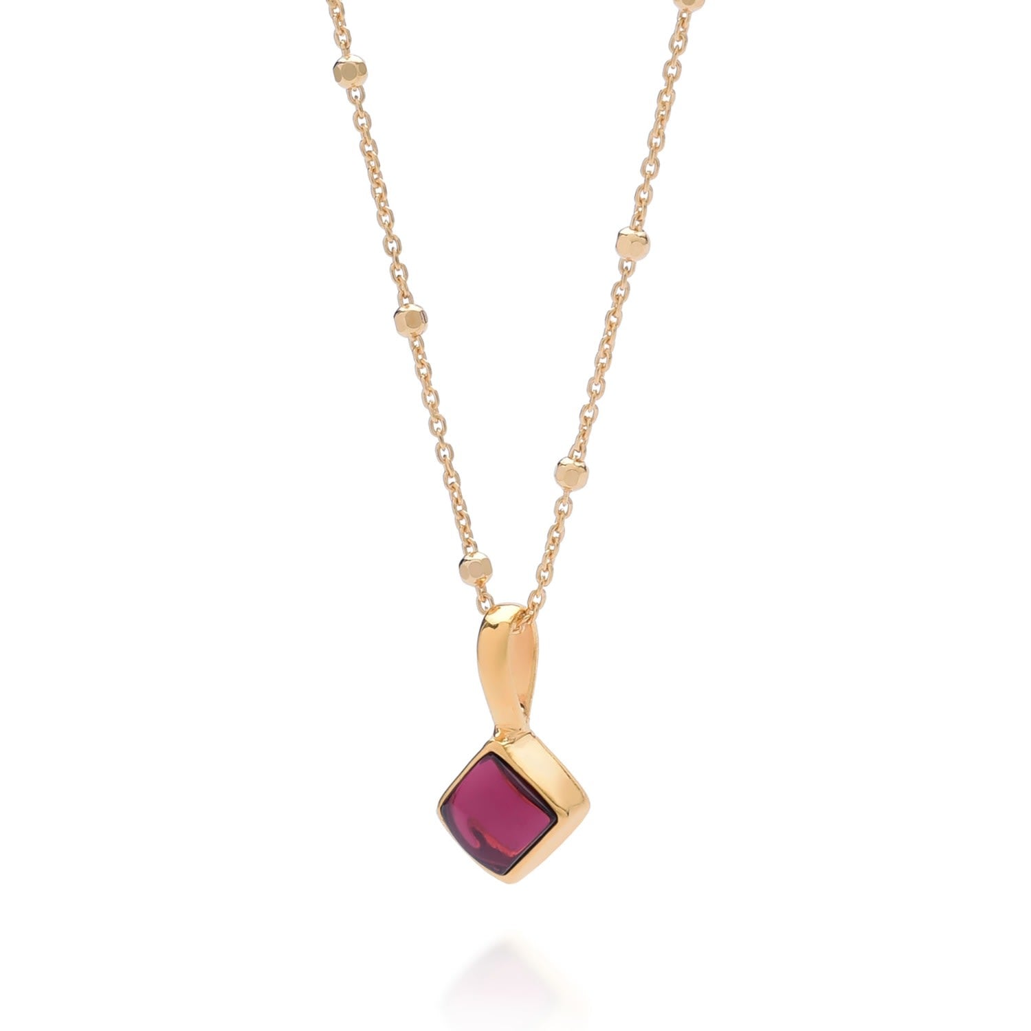 Diamond Garnet Necklace Birthstone January Gold Plated Sterling Silver