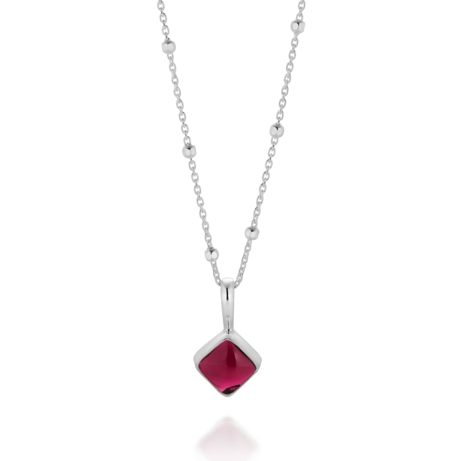 Diamond Garnet Necklace Birthstone January Sterling Silver
