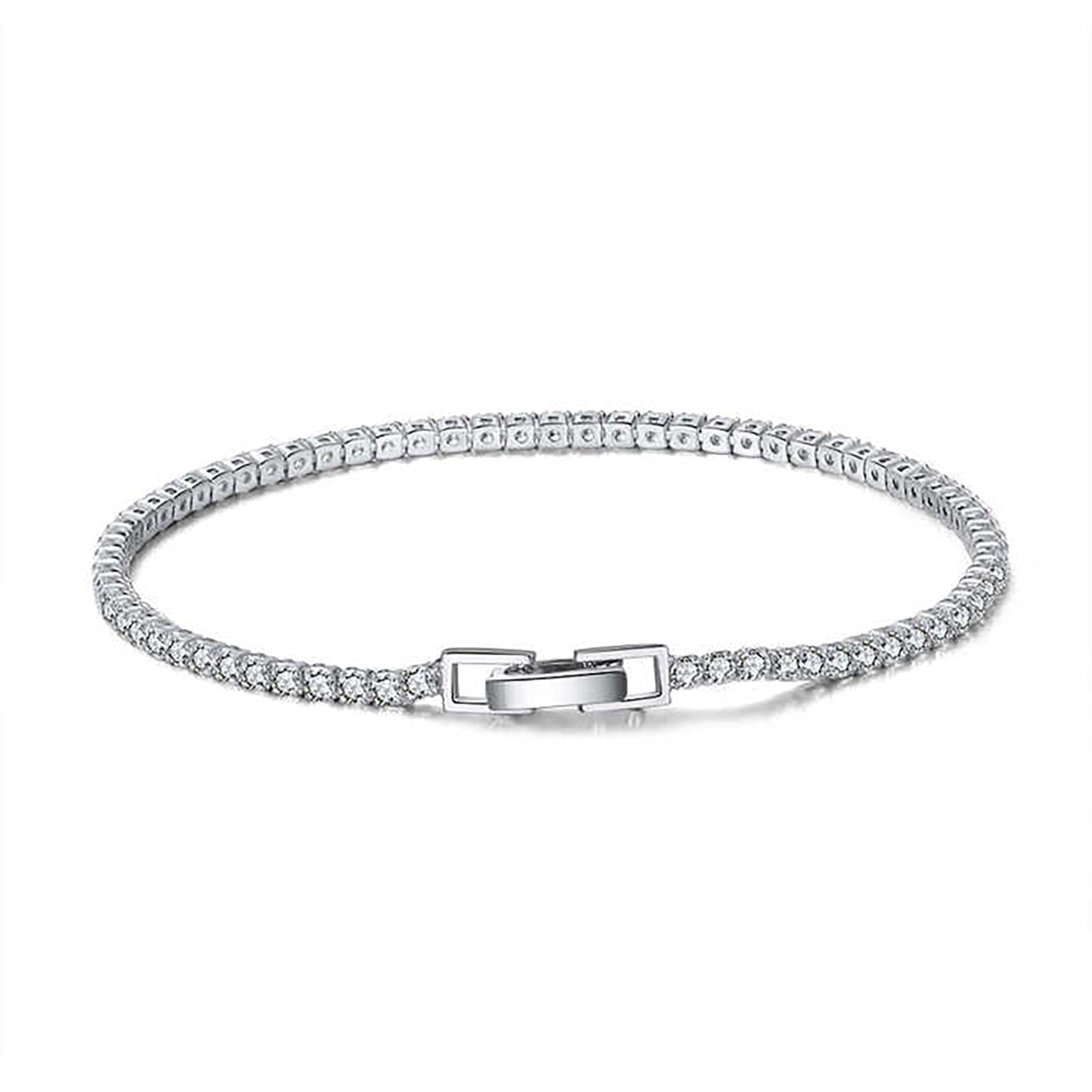 Diamond Gemstone Sterling Silver Tennis Bracelet