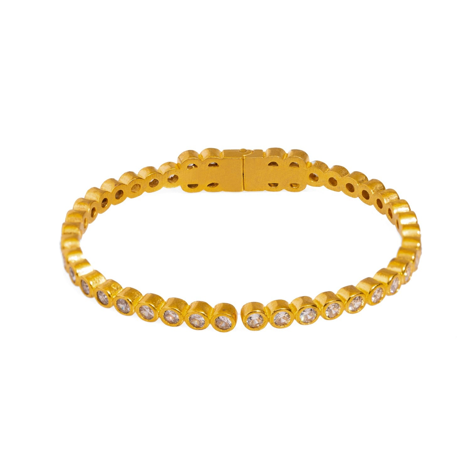 Diamond & Gold Dainty Bangle Bracelet - Gold