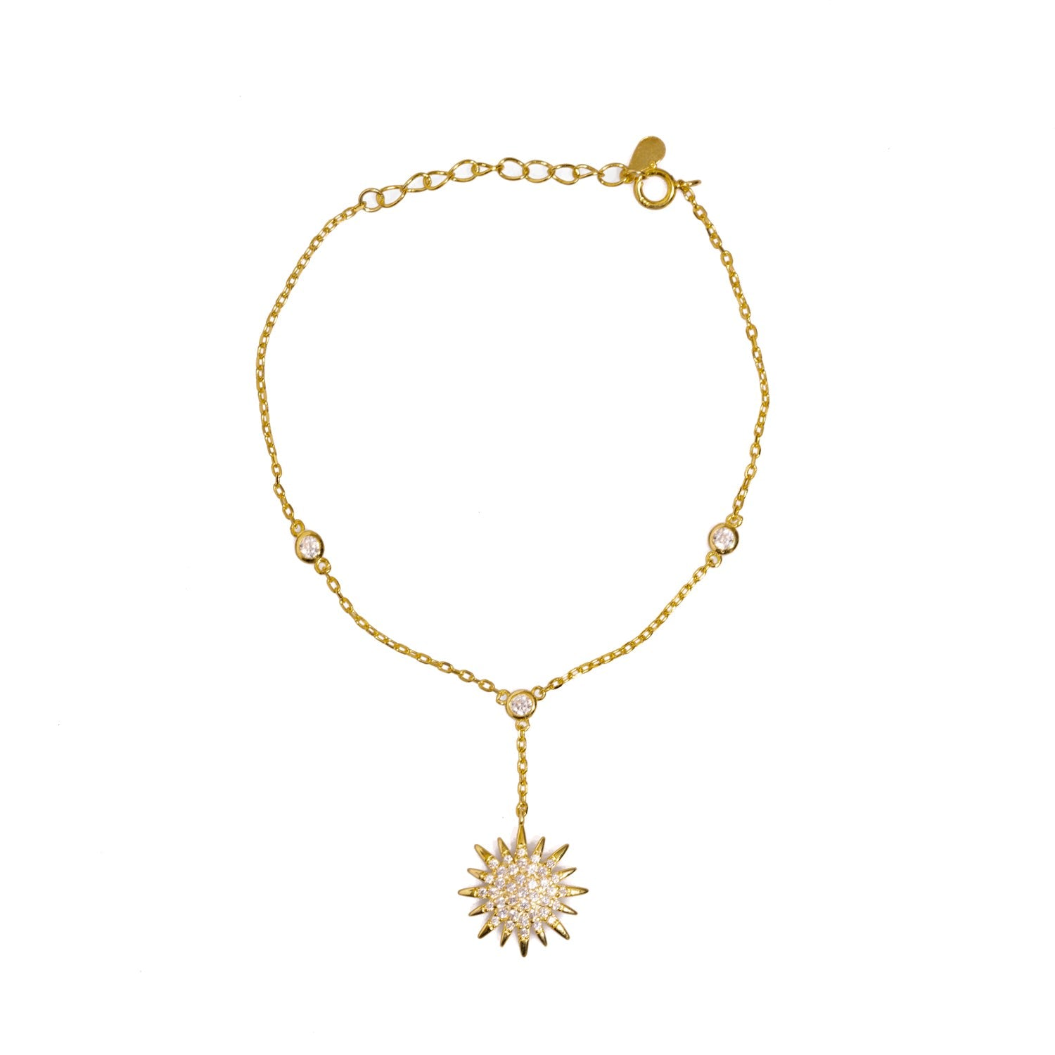 Diamond & Gold Sun Fashion Style Hand Bracelet - Gold