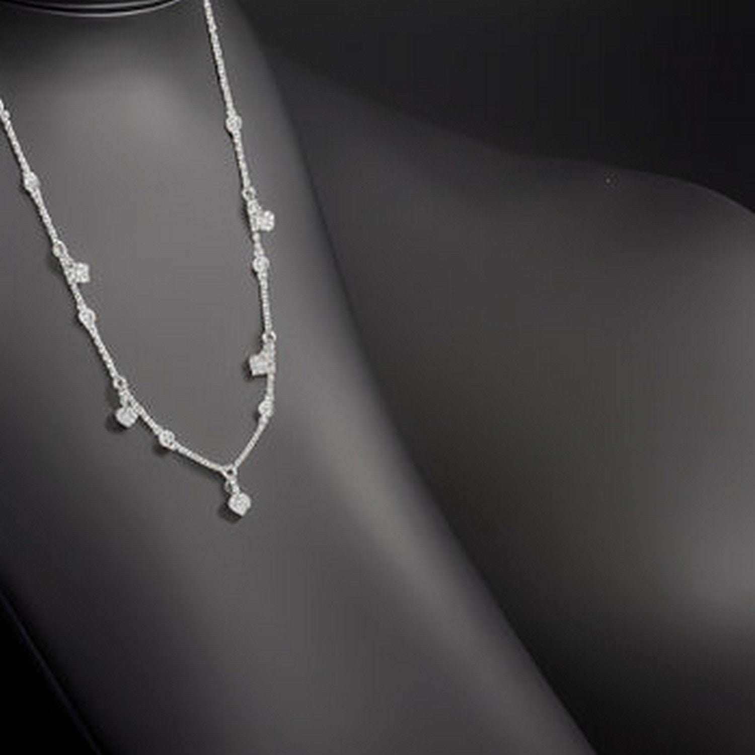 Diamond Heart Charms Necklace In White Gold Half Carat