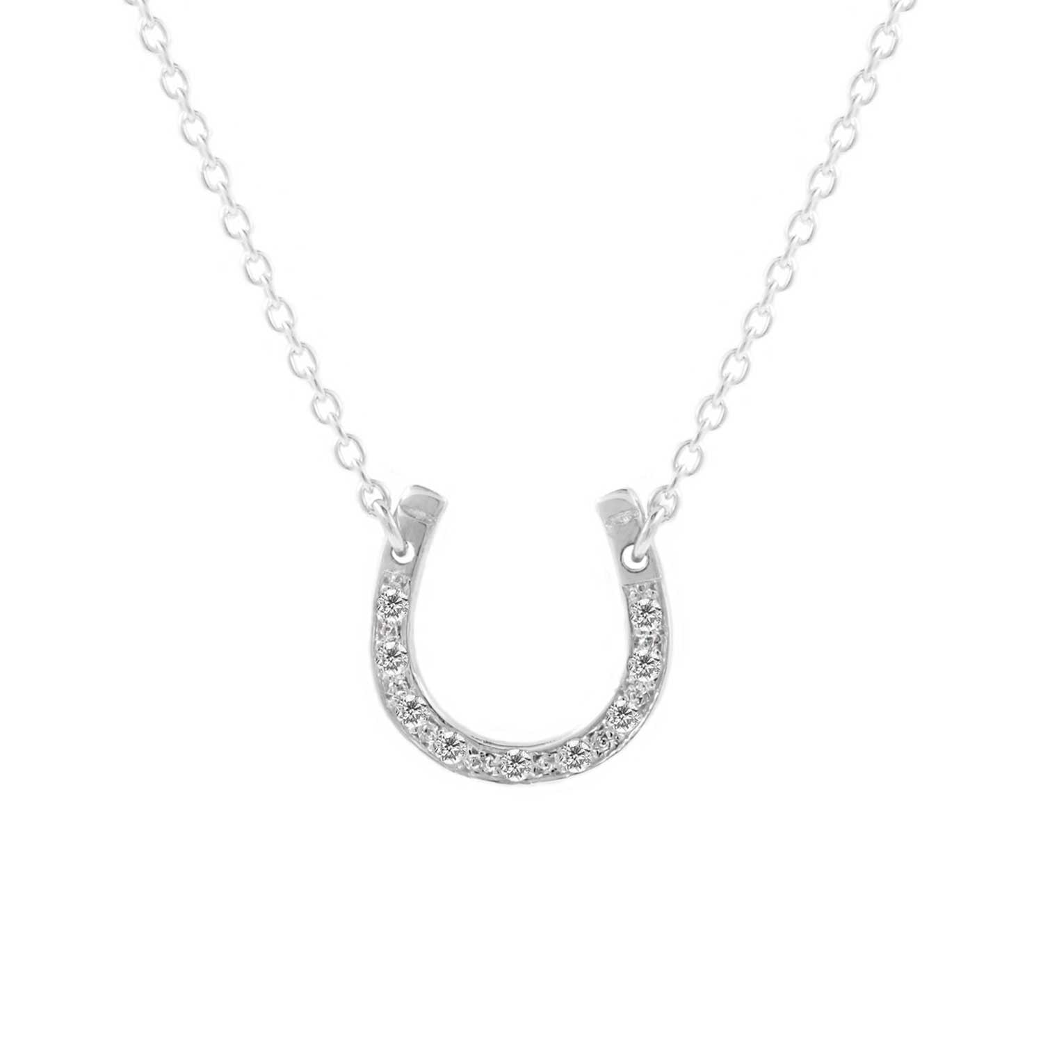 Lucky Diamond Horseshoe Necklace - Silver