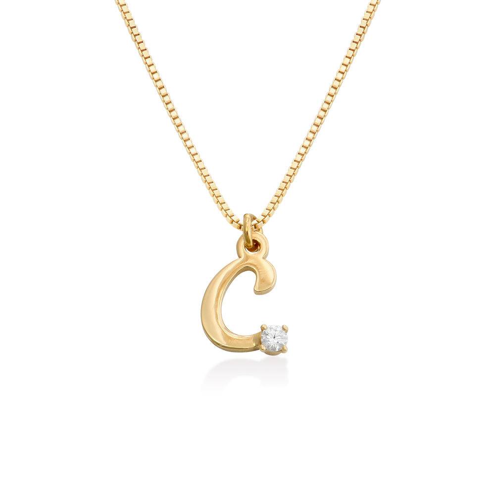 Diamond Initial Necklace in 18K Gold Vermeil - Letter Necklace - Initial Pendant with Diamond