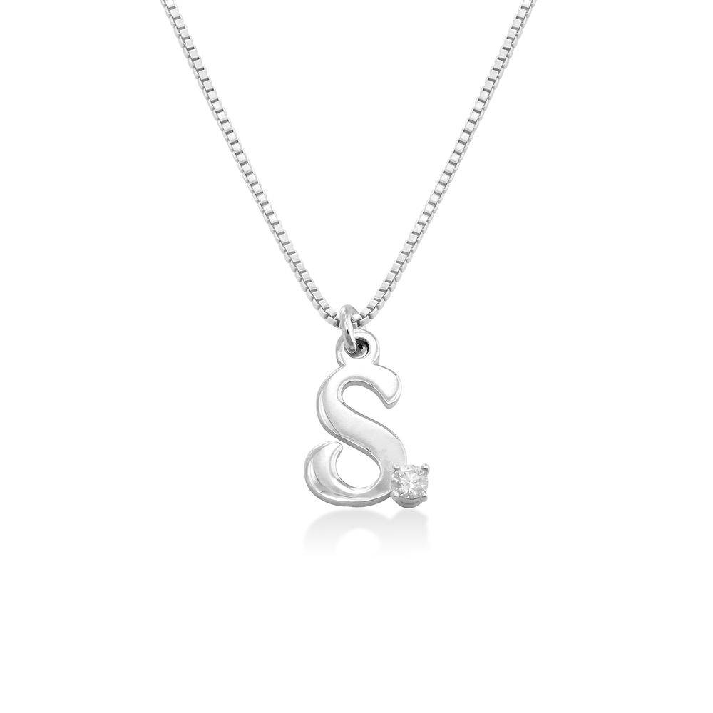Diamond Initial Necklace in Silver