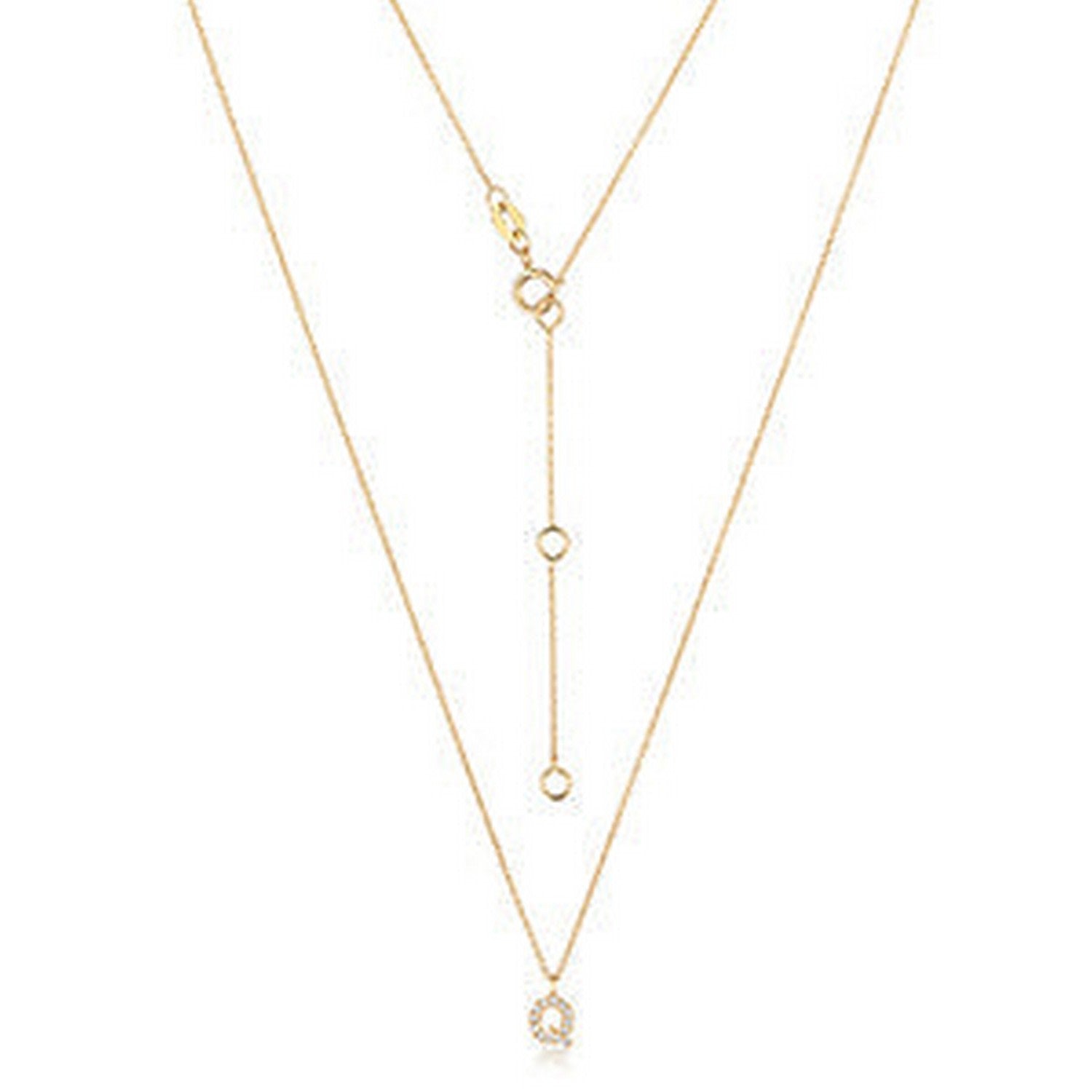 Diamond Initial Q Necklace In Gold