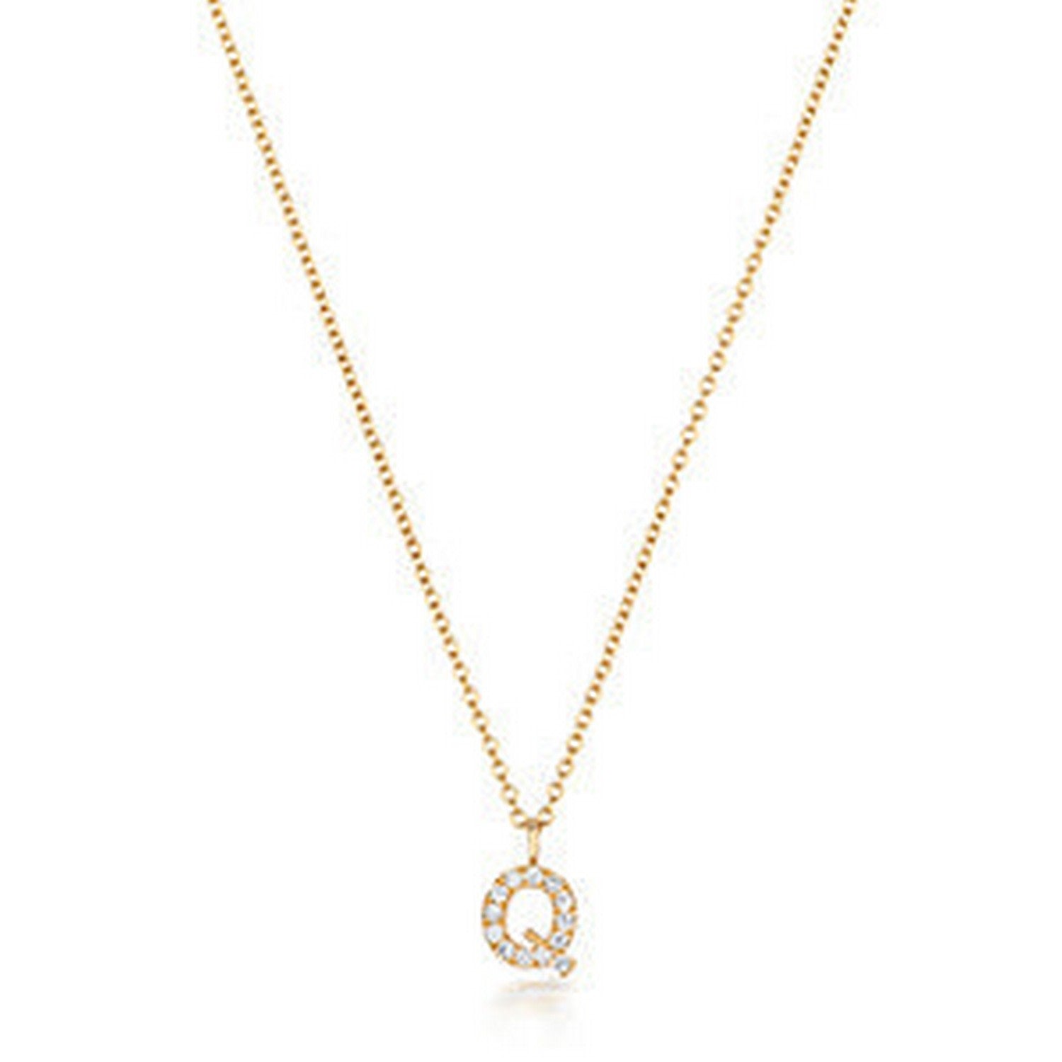 Diamond Initial Q Necklace In Gold