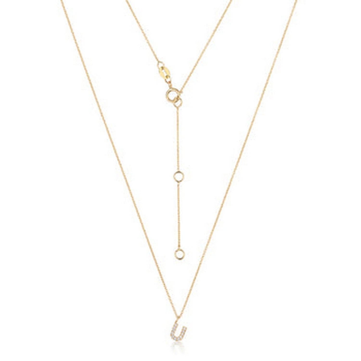 Diamond Initial U Necklace In Gold