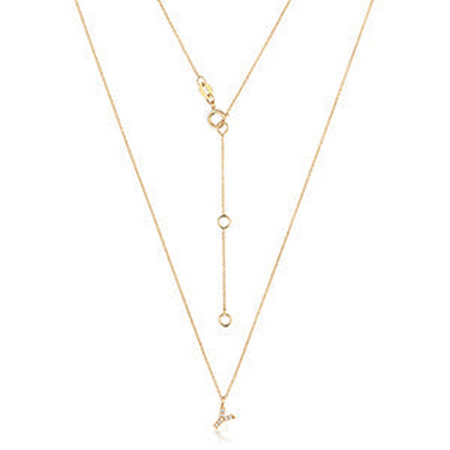 Diamond Initial Y Necklace In Gold