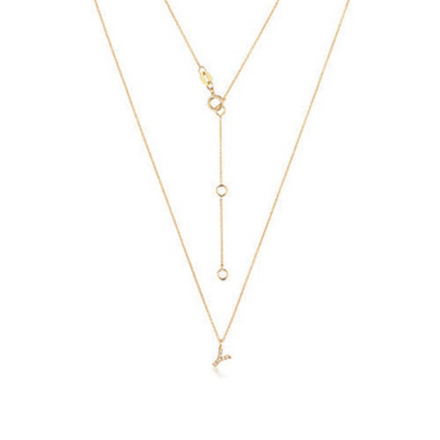 Diamond Initial Y Necklace In Gold