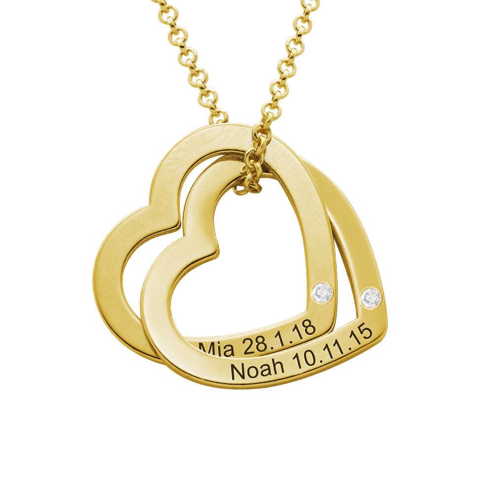 Claire Interlocking Hearts Necklace in 14K Yellow Gold with Diamonds