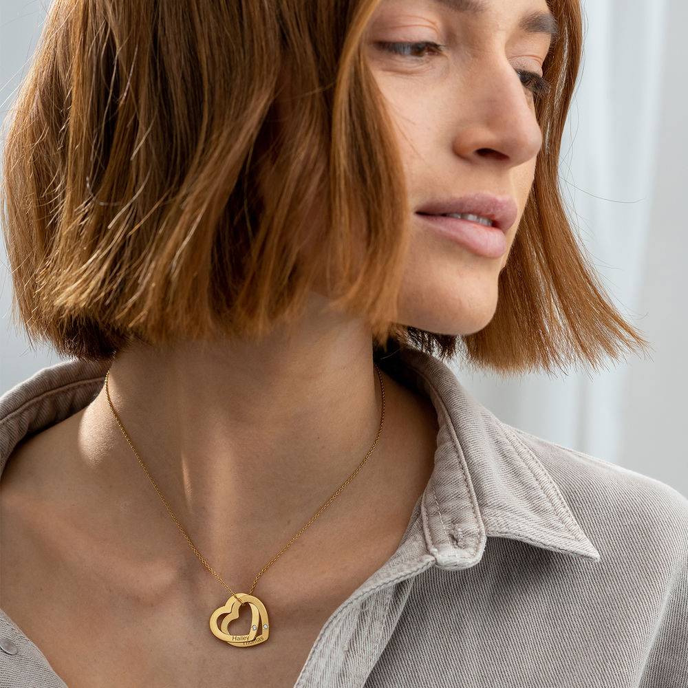 Claire Interlocking Hearts Necklace in 14K Yellow Gold with Diamonds