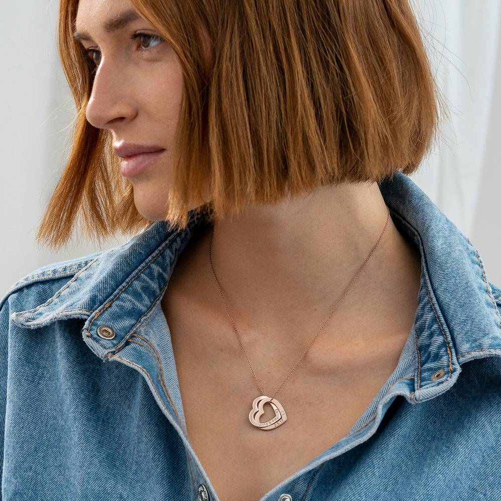 Claire Interlocking Hearts Necklace in Rose Gold Plated with Diamonds