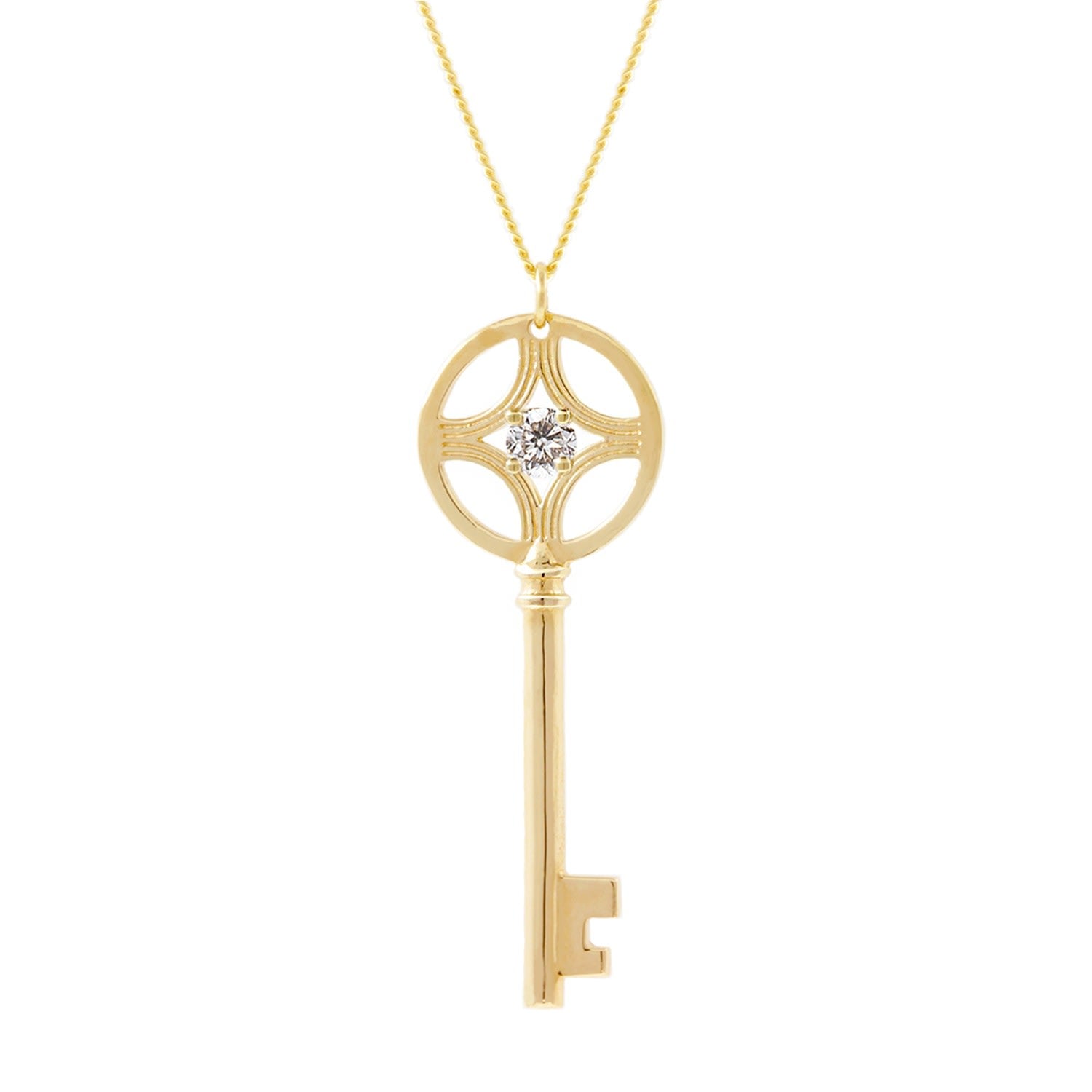 Diamond Key Necklace – Gold