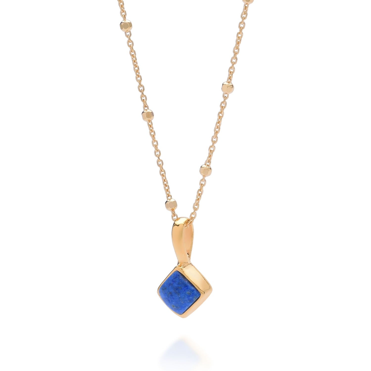 Diamond Lapis Necklace Birthstone September Gold Plated Sterling Silver