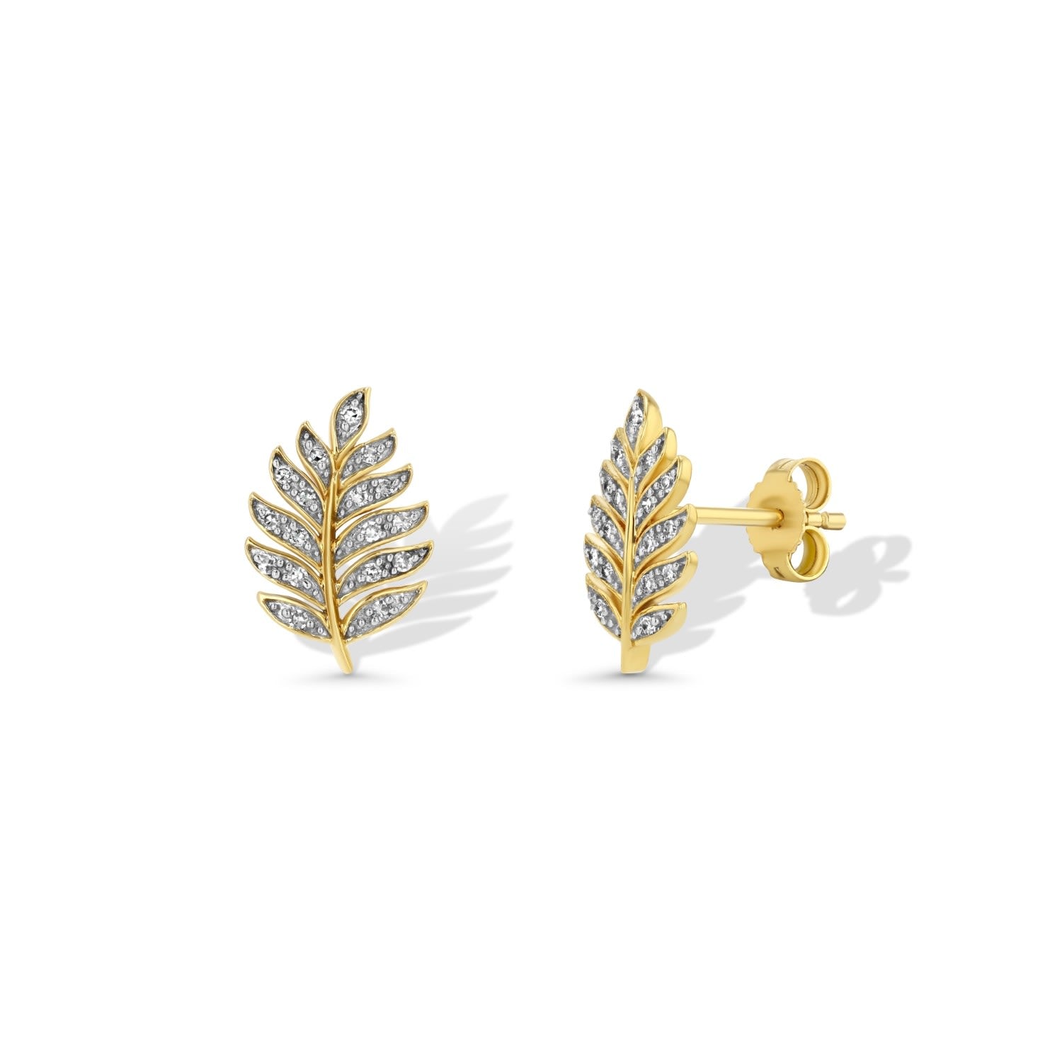 Diamond Leaf Stud Earrings