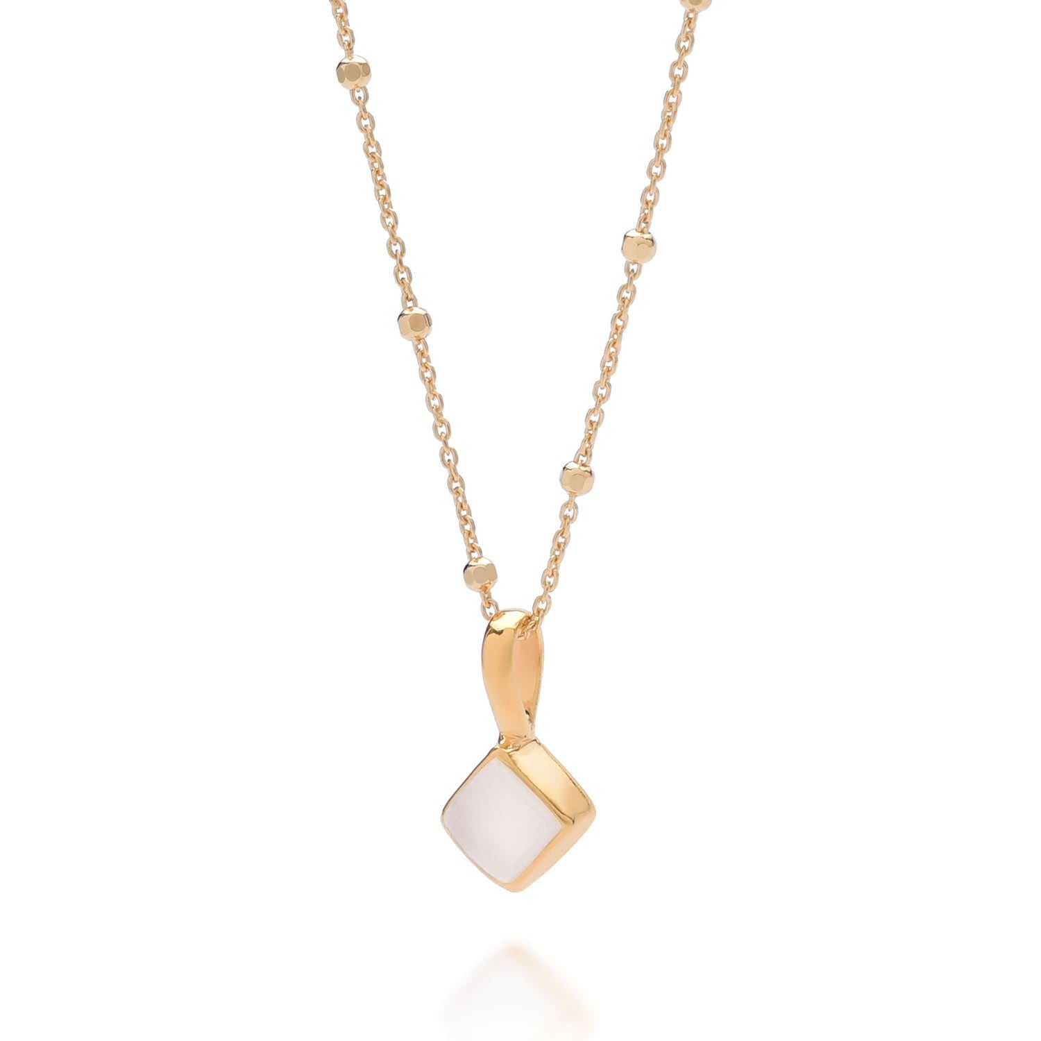 Diamond Moonstone Necklace Birthstone June Gold Plated Sterling Silver