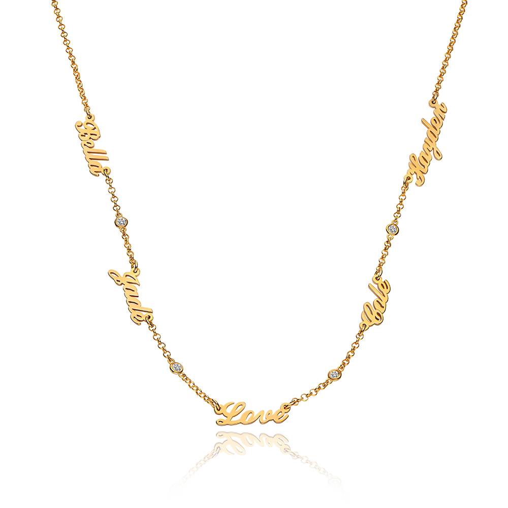 Heritage Multiple Name Necklace with Diamonds in 18K Gold Vermeil