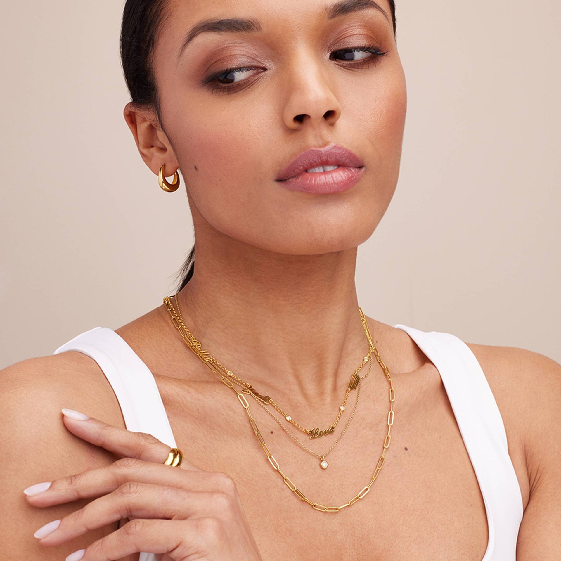 Heritage Multiple Name Necklace with Diamonds in 18K Gold Vermeil