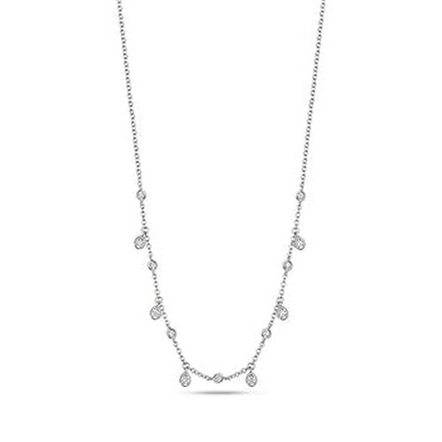 Diamond Necklace Rubover Teardrops Charms In White Gold