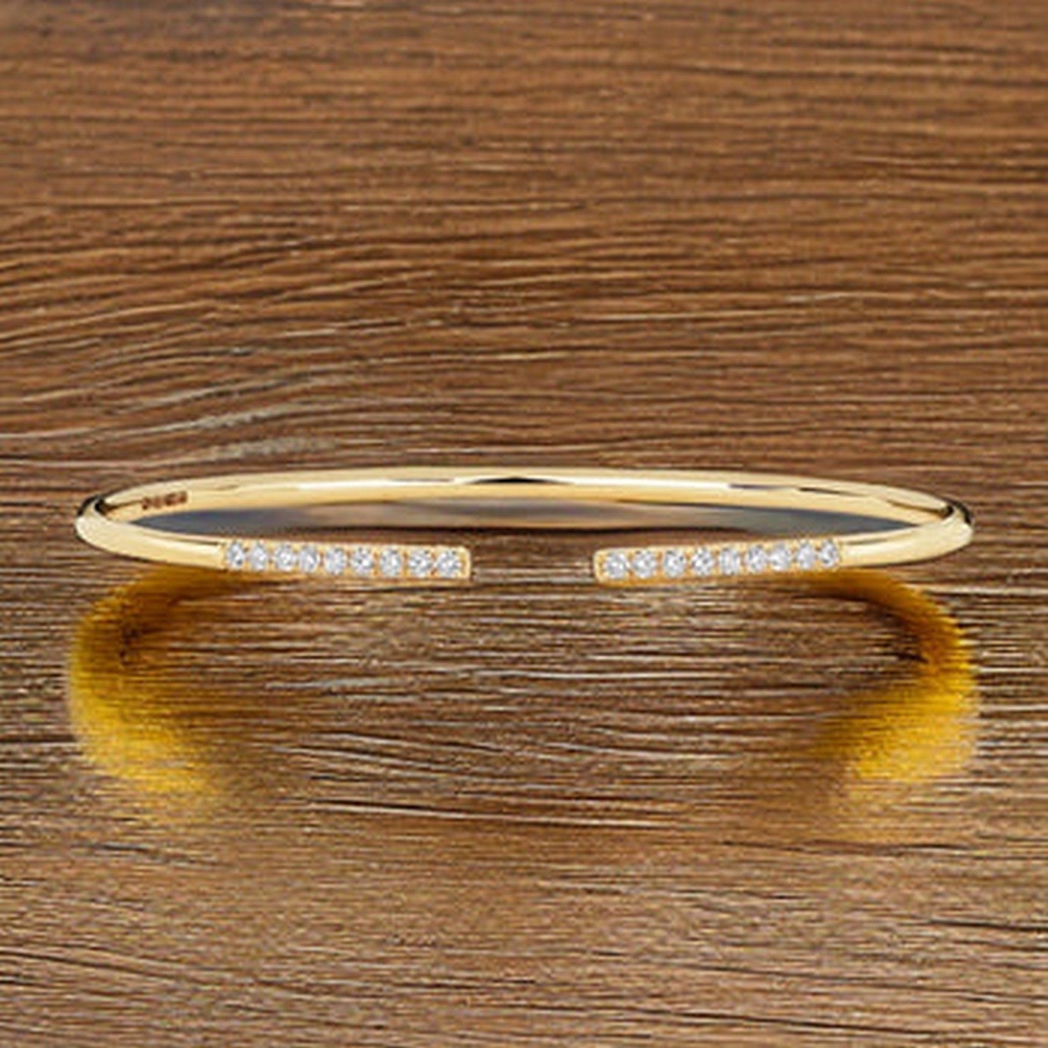 Diamond Open Bangle In 18Ct Yellow Gold Stackable